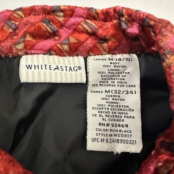 White Stag Vintage Y2k Velvet Jacket Size M Black Red Floral Embroidered - Picture 6 of 11